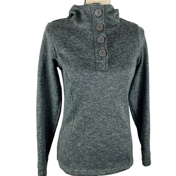 Columbia Button Fleece Sweater Henley Hoodie Pullover Long Sleeve Gray Womens XS - Picture 1 of 13